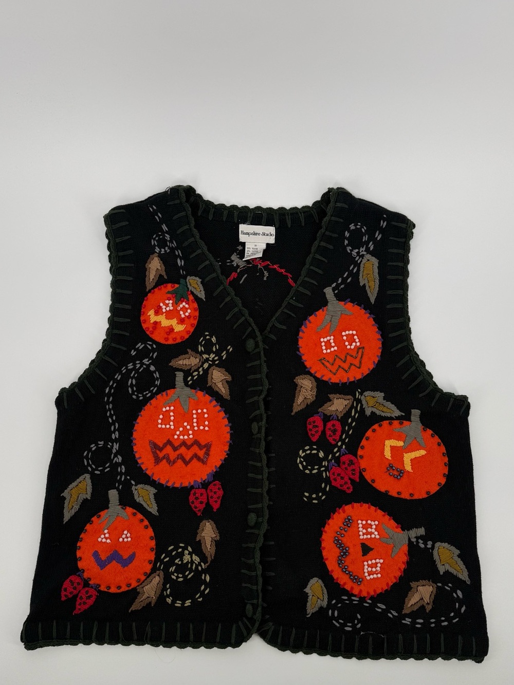 Handcrafted Black Kids Halloween Pumpkin Vest by Hampshire Ridge